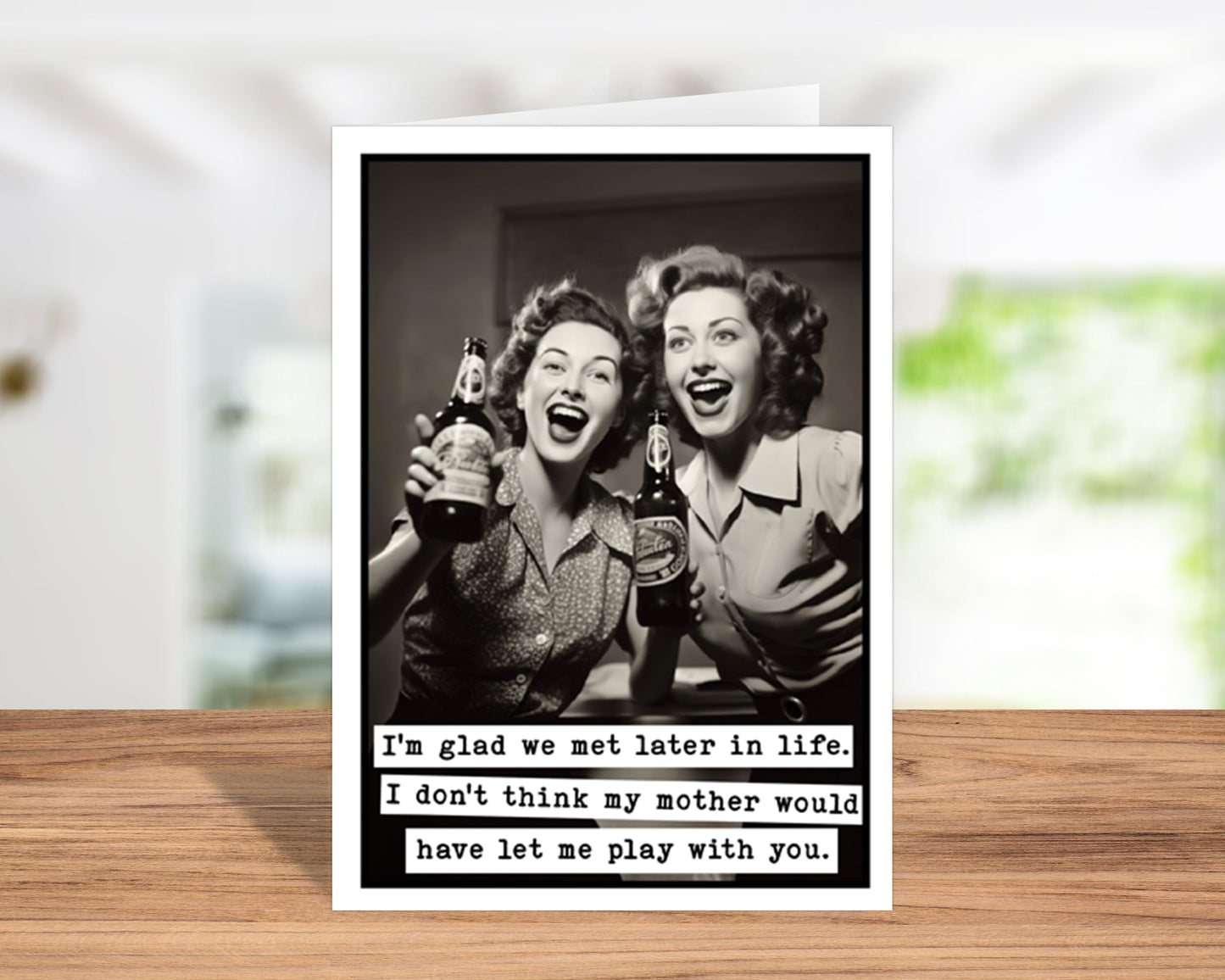 Funny Birthday Card for Friend (5x7") Vintage with Envelope
