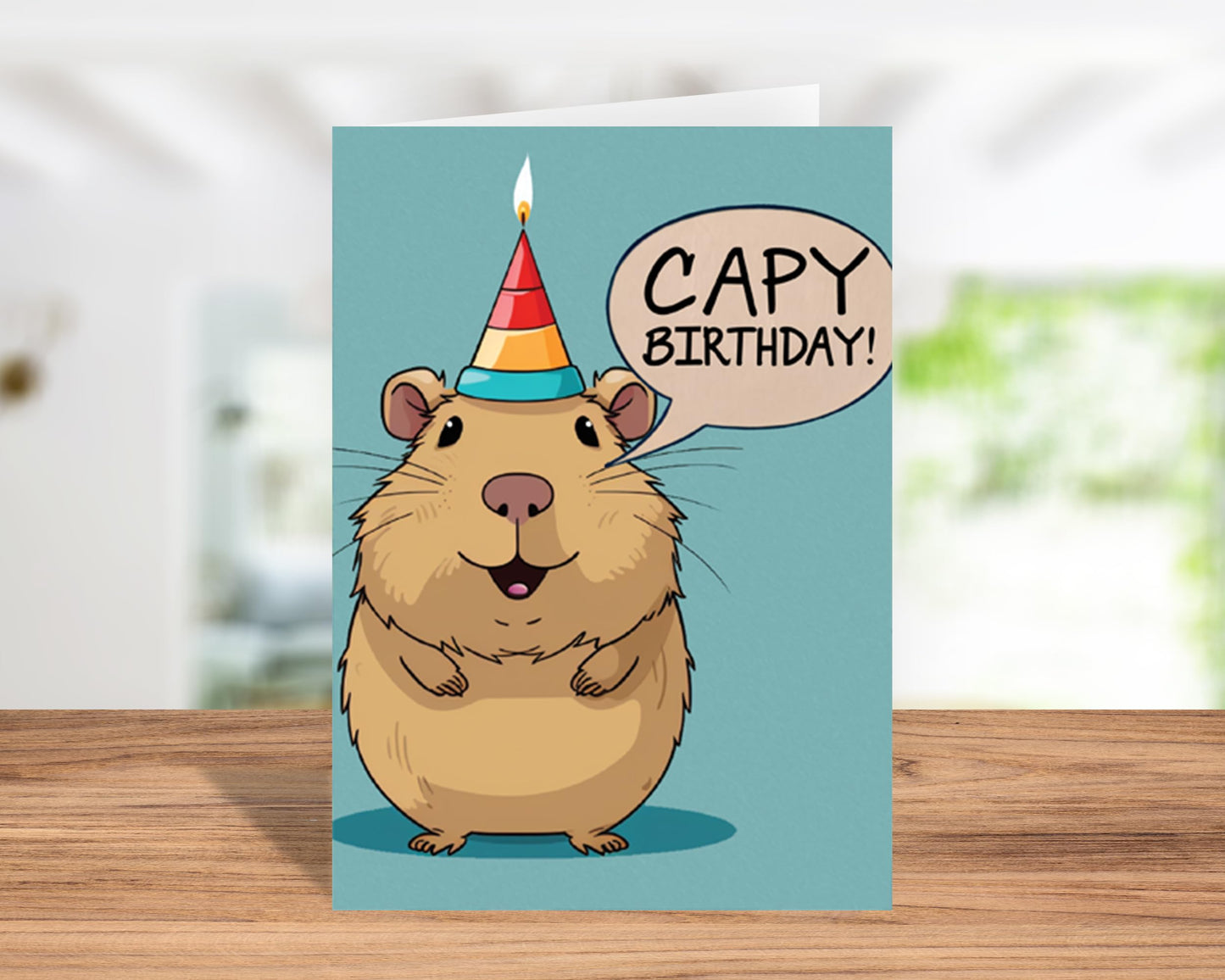 Capybara Birthday Card (Pop-Art) for Kids with Envelope