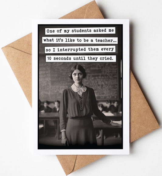 Funny Teacher Appreciation Card (5x7 inch) Vintage with Envelope